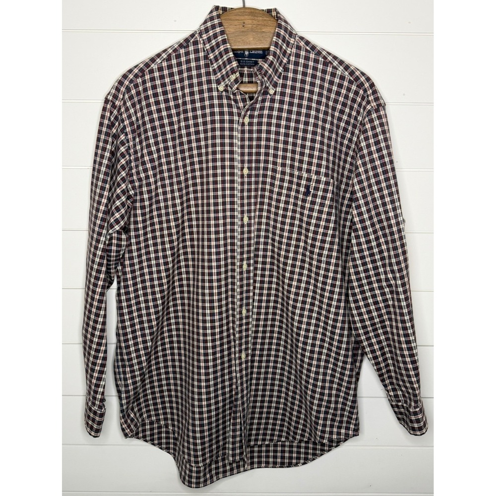 Ralph Lauren Big Shirt Mens XL Plaid Button Down Long Sleeve Cotton Multi Color